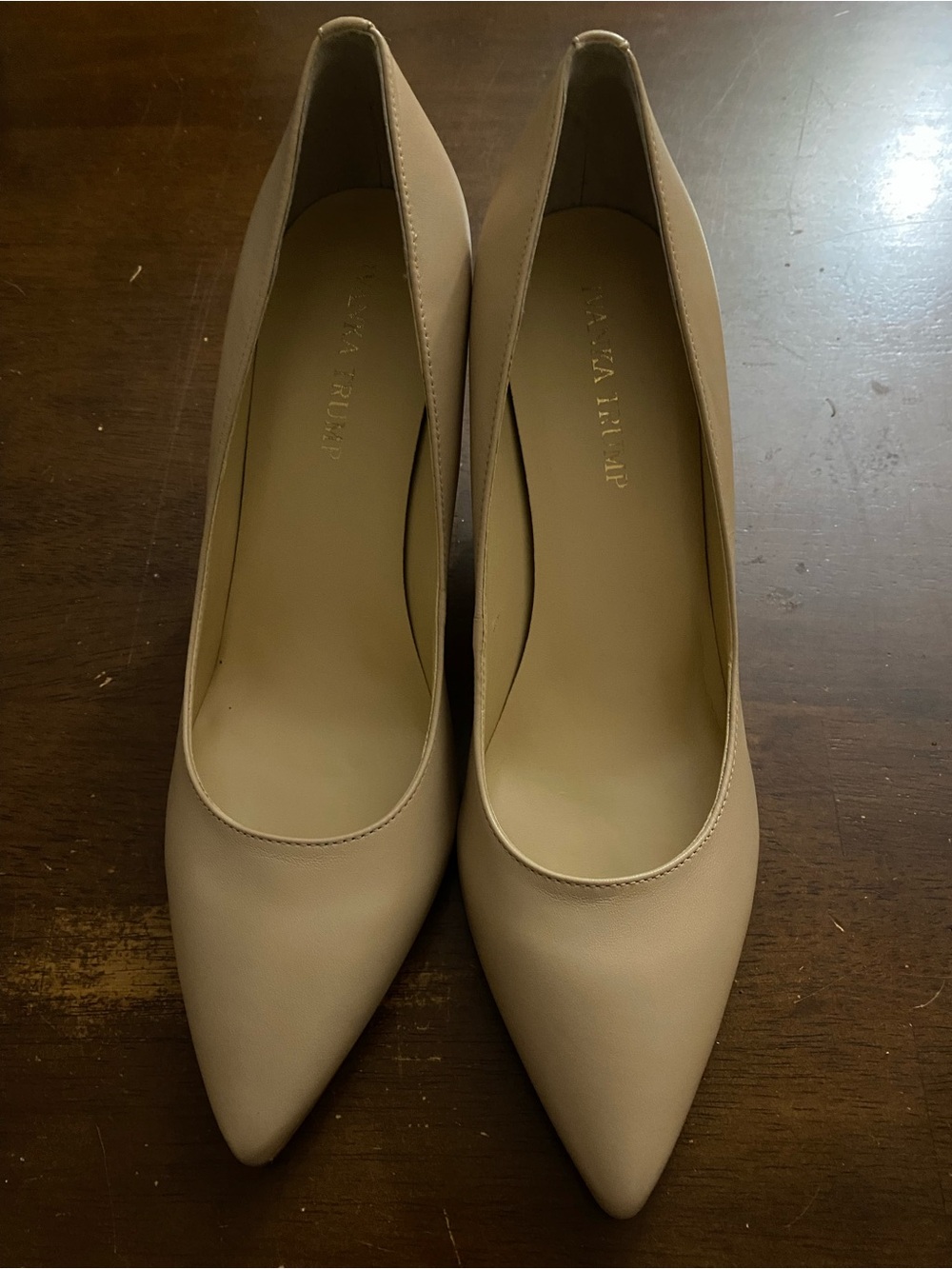 Ivanka Trump Nude Pointed-Toe Leather Pumps
